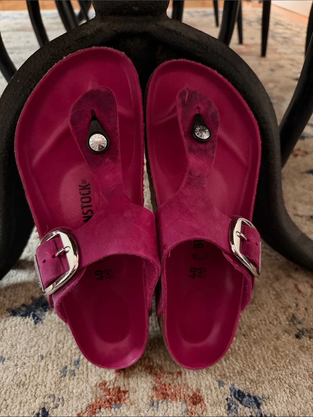 Women’s Birkenstock Big Buckle Gizeh Sandals - Size 9/9.5/EU 40 - Fuschia